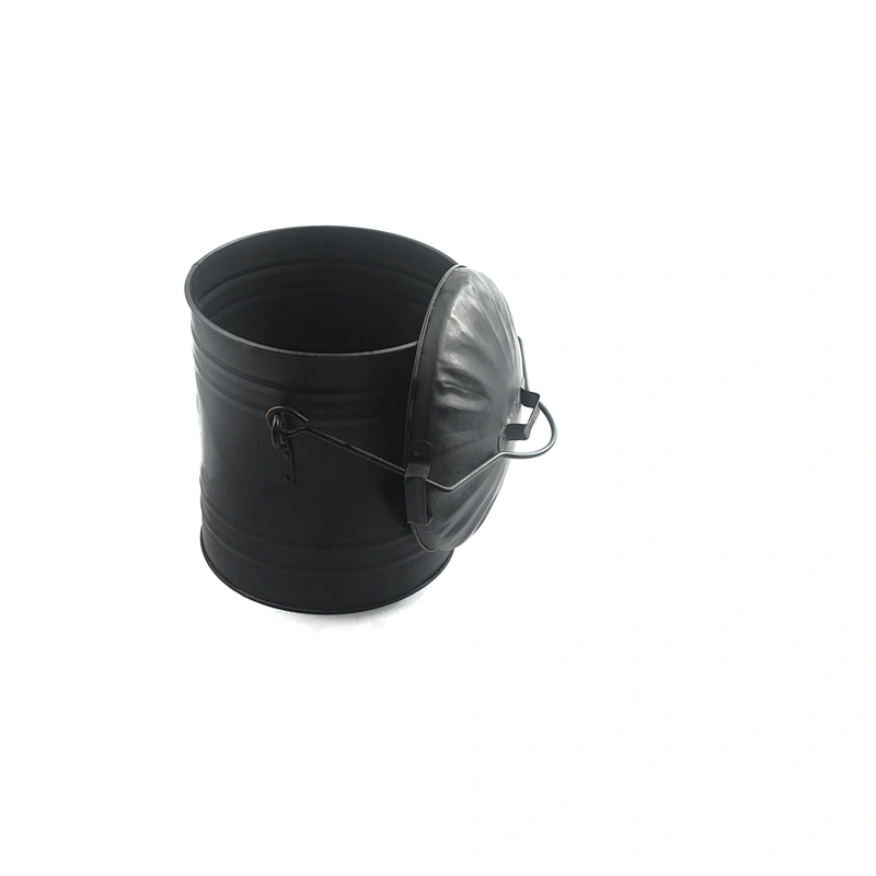 Metal Fireplace Ash Bucket with Lid and Handle