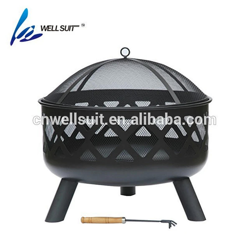 High heat coating fire pit with wooden rack fire pit