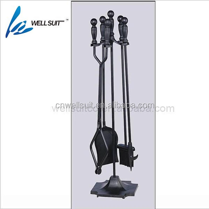 Rustic Fireplace Tools 5 Pieces Wrought Iron Tool Set with Handles Fireplaces Hearth Decoration Accessories