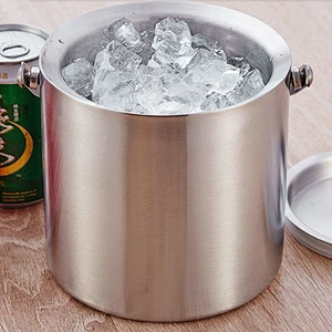 Popular best price fancy food grade stainless steel double wall ice bucket with cover