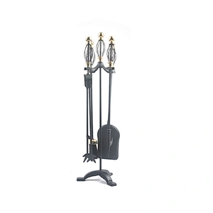 Black coating  5 Pieces fire place stand indoor fireplace companion tools kit set