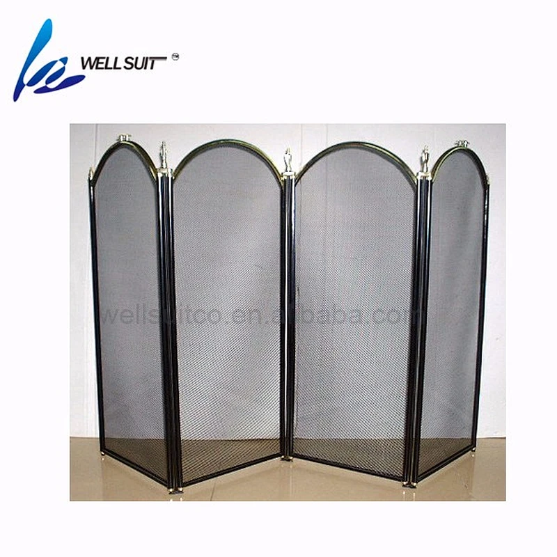 Hot sale Folding screen painted fireplace screen fire screen With Black Powder Coating