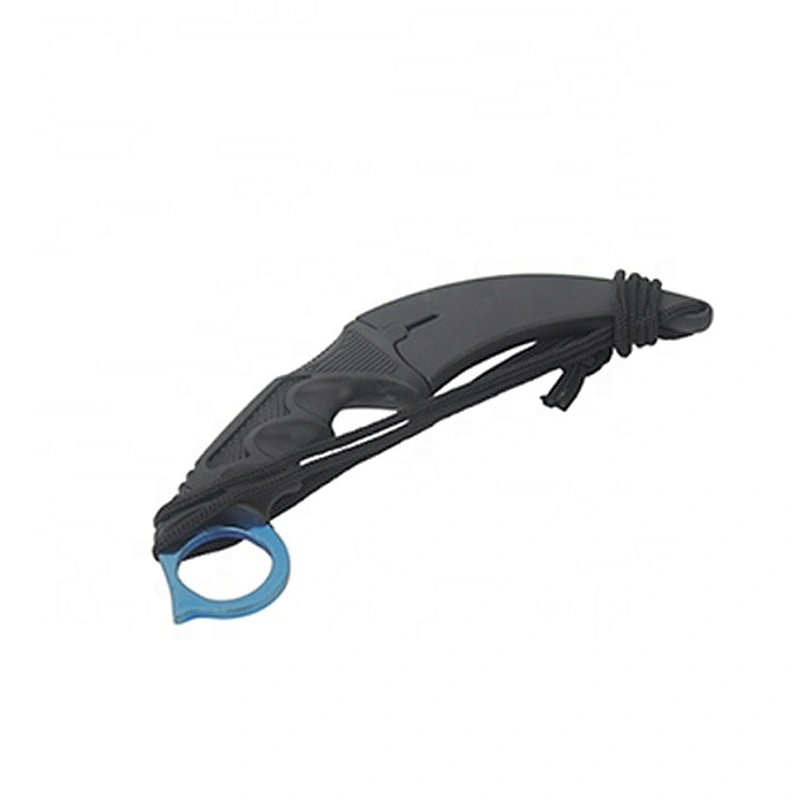 Blue Color Titanium Plated Stainless Steel CS Game Camping Pocket Knife with Sheath