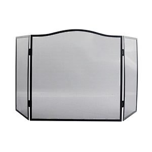 Iron Safe Proof Fence 3 Panel  Fireplace Screen Flat,Baby Safe Proof Fire Place Fence,Decorative Scroll Spark Guard Cover
