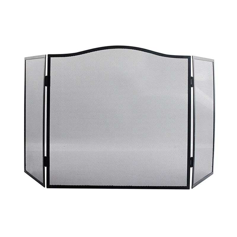 Iron Safe Proof Fence 3 Panel  Fireplace Screen Flat,Baby Safe Proof Fire Place Fence,Decorative Scroll Spark Guard Cover
