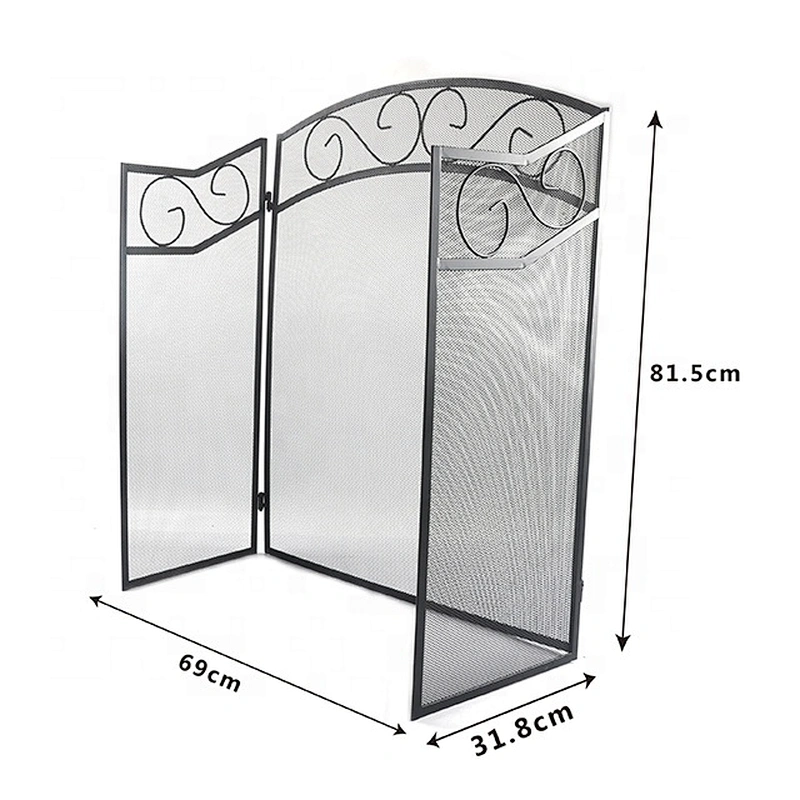Durable hot selling metal Iron 3-panel fireplace screen for Guard Fence Accessories Steel Spark Guard