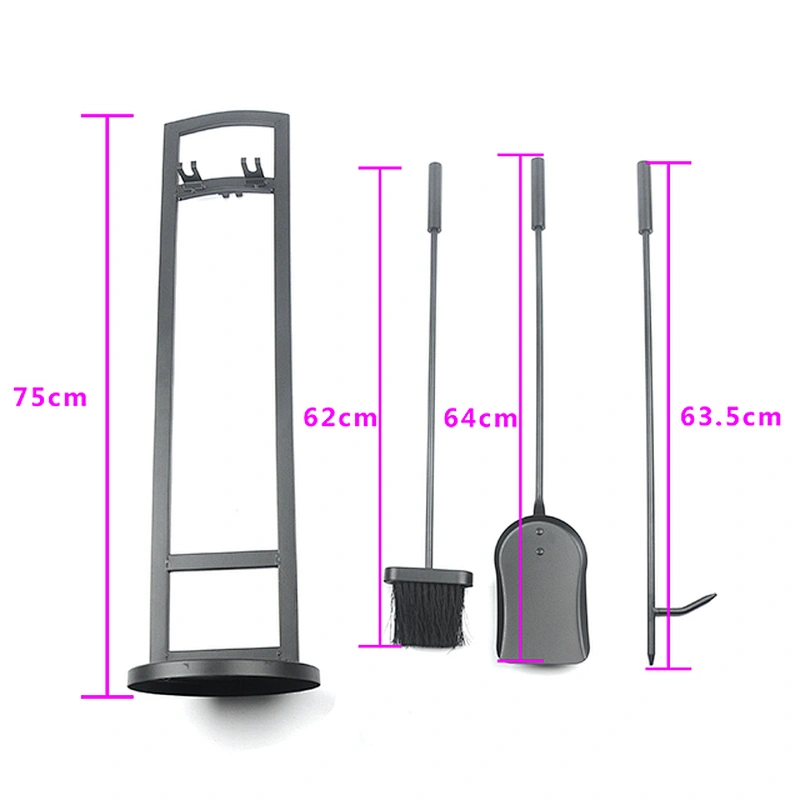 4 Piece Iron Indoor  Fireplace Tools Set With Holder