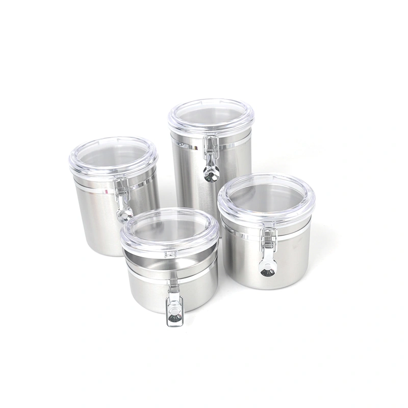 Customize airtight coffee canister stainless steel vacuum sealed reusable food storage coffee canister