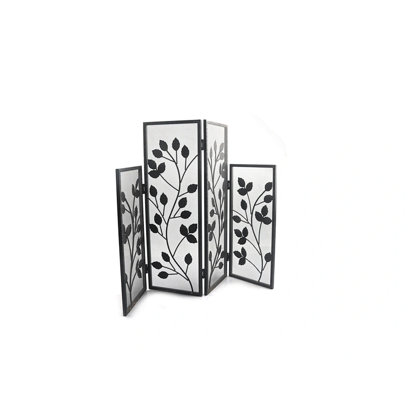 Black Iron Safe Proof Fence Mesh 4 Panel Fireplace Screen