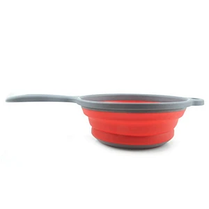 BPA Free Eco Kitchen Draining Basket Strainer Collapsible Silicone Colander for Kitchenware accessories