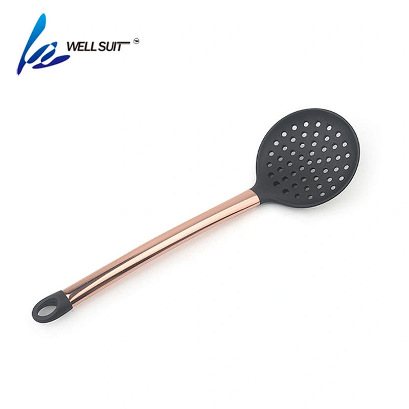 New design  food grade silicoe home kitchen tools utensils of 11 pcs cookware sets with copper plating handle