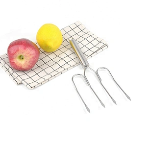 2Pcs/Set Stainless steel lifting meat kebab sticks roasting fork BBQ tools meat fork for grill