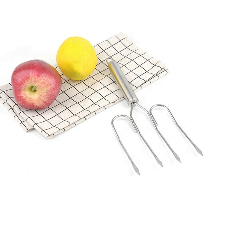 2Pcs/Set Stainless steel lifting meat kebab sticks roasting fork BBQ tools meat fork for grill
