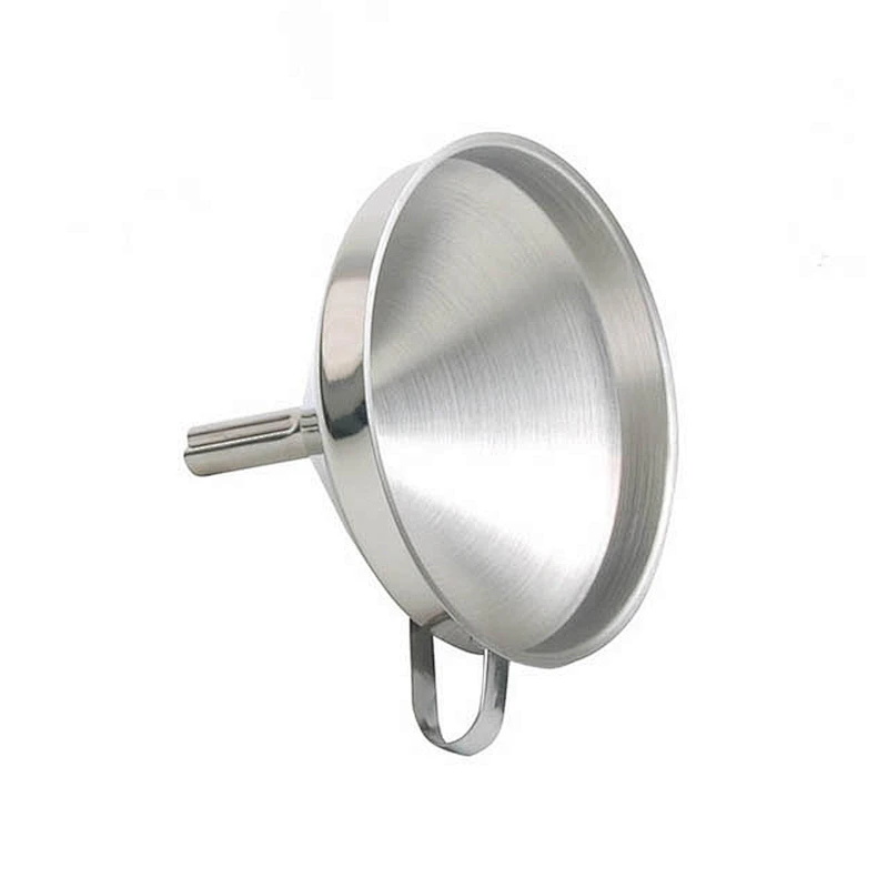 Dia14.5cm high quality stainless steel kitchen oil funnel filter with long neck