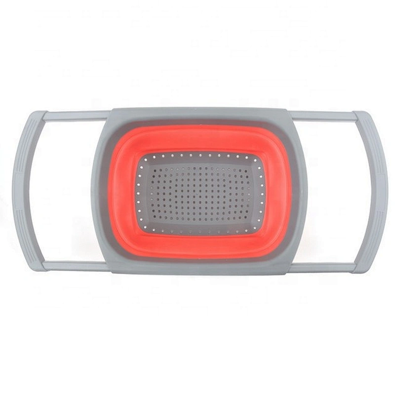 Over The Sink Silicone Kitchen Strainers and Colanders with Extendable Handles Basket