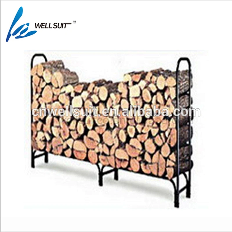 Firewood Log Rack, 4-Foot Heavy Duty Outdoor / Indoor Fireside Wood Stacking Storage Holder for Fireplace Stove Metal Black