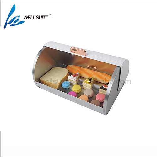 White metal bread box kitchen food storage with cooper coating
