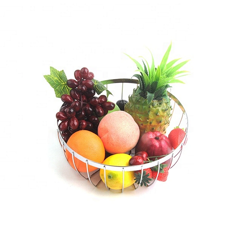 Durable vegetable round shape fruit metal basket wire mesh storage baskets for kitchen