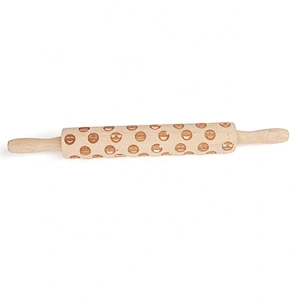 Food grade wood custom pattern kitchen dough rolling pin