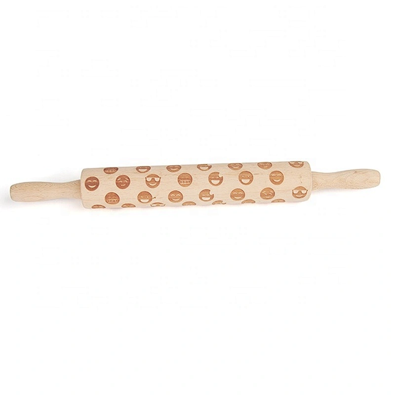 Food grade wood custom pattern kitchen dough rolling pin