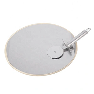Double-deck stainless steel and stone pizza cutting board