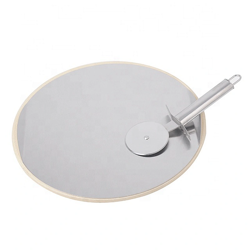 Double-deck stainless steel and stone pizza cutting board