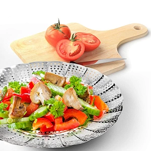 Stainless steel extendable foldable adjustable dim sum steamer basket