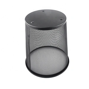 Round black creative lidless metal mesh net waste paper basket