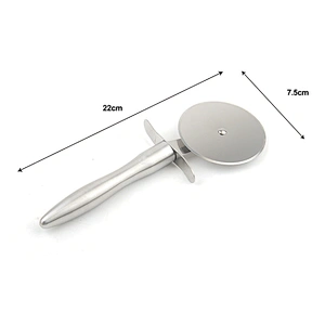 Stainless steel pizza cutter with convenience handle