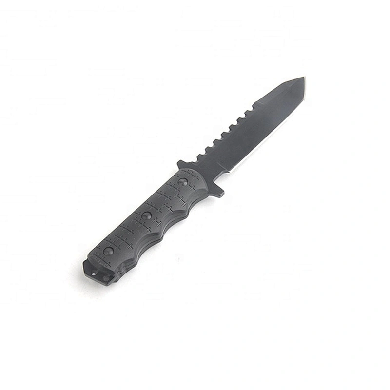 Black Coated Protective Both Edges Blade Outdoor Survival Hunting Knife with Sheath