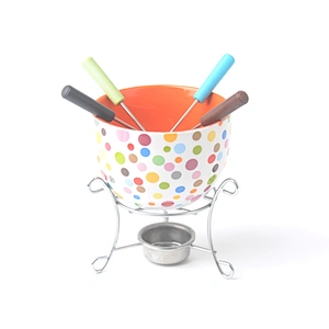Houseware qualified dinnerware diy used mini brown chocolate fondue set for promotional
