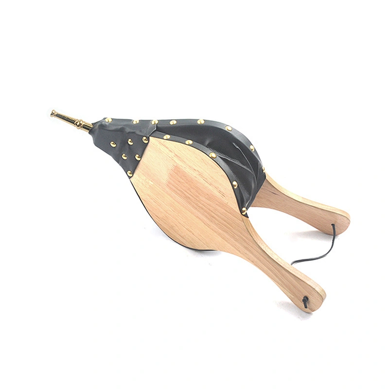 Customized Carved Flower Wooden Leather Antique Fireplace Accessories BBQ Hand Wood Bellows