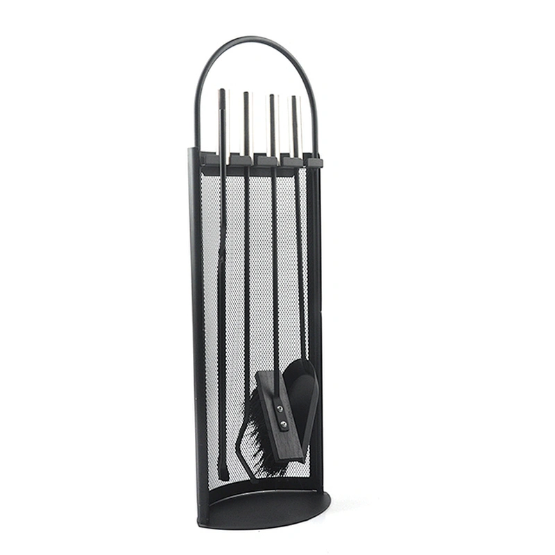 Black Metal Mesh Stamd Fireplace tool set