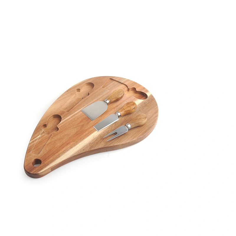 New design hot selling acacia wood cheese board with cheese knife cheese fork