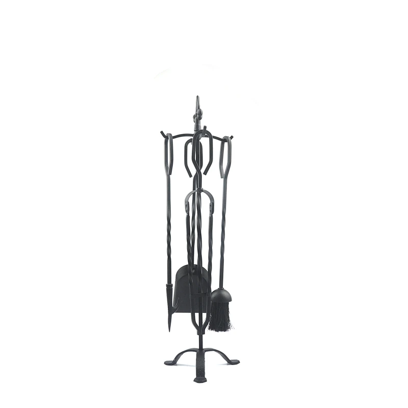 Fireplace accessories black metal 4 pieces garden fireplace outdoor set