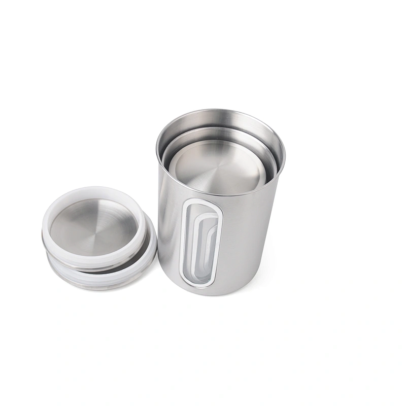 stainless steel jar airtight sealed metal vacuum container kitchen coffee tea canister