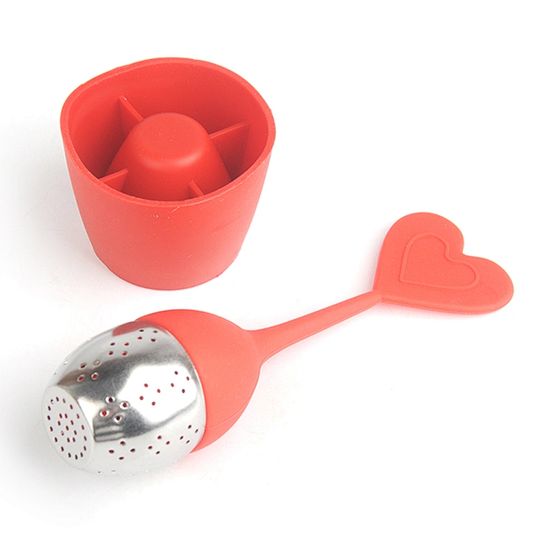 Food Grade Safe heart Shape Stainless Steel Silicone rubber Tea Infuser Tea Strainer Ball infuser