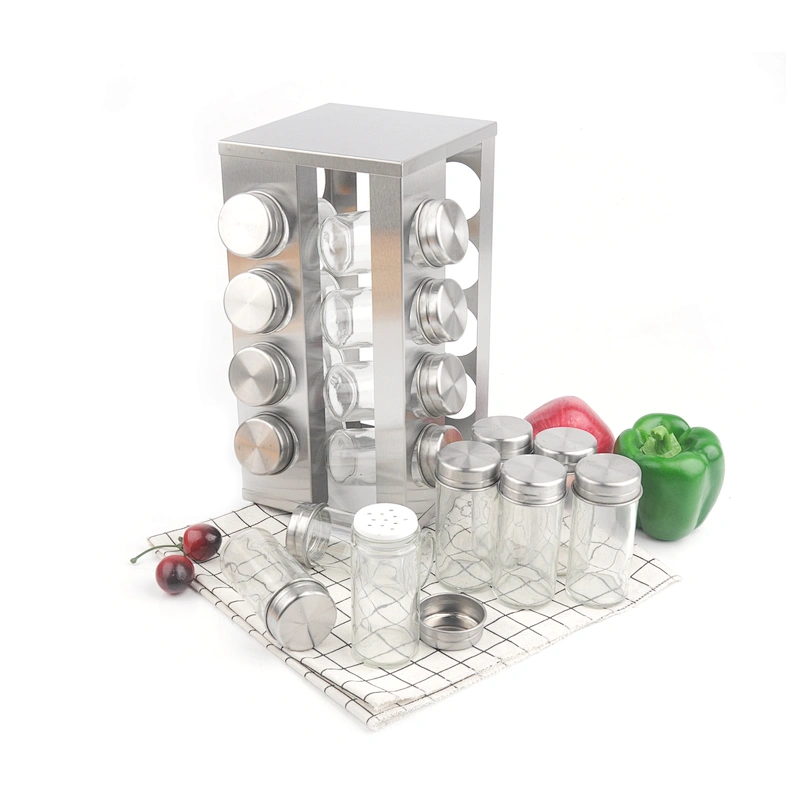 stainless steel revolving frame suit and glass seasoning bottle