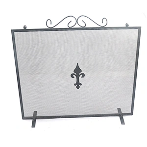 Metal Mesh Large Fire Gate Cover Single  Fireplace Screen Flat,Baby Safe Proof Fire Place Fence,Decorative Scroll Spark Guard