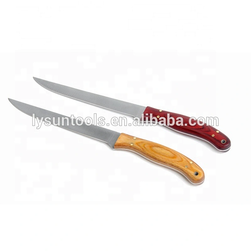 Professional stainless steel commercial diving fishing fillet knife with leather sheath