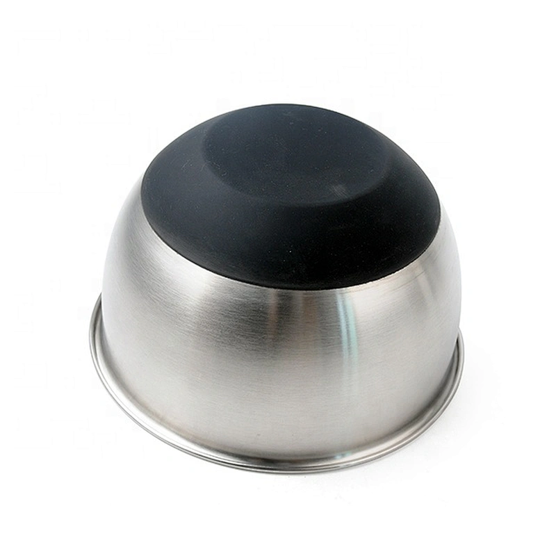 Satin polished large stainless steel fruit salad bowl silicone mixing bowl