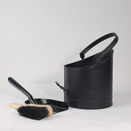 Pleasant Hearth Steel coal hod with shovel and brush