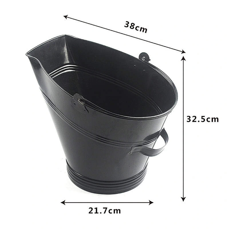 Fireplace accessories Black iron black ash bucket with lip for fireplace tool