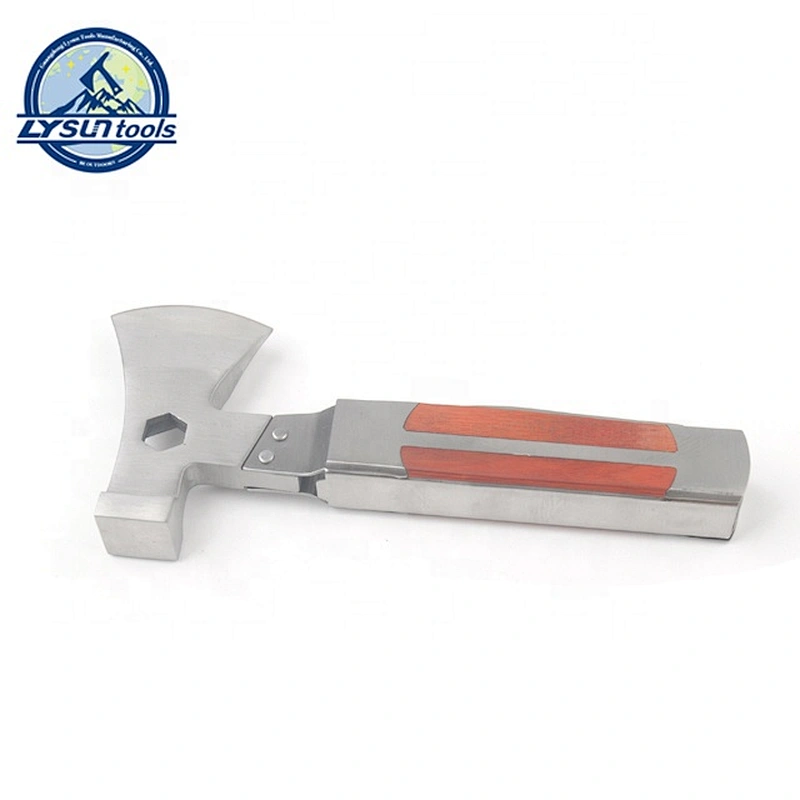 8 IN 1 Stainless Steel Head and Wood Handle Foldable Plier Axe Multi Tool