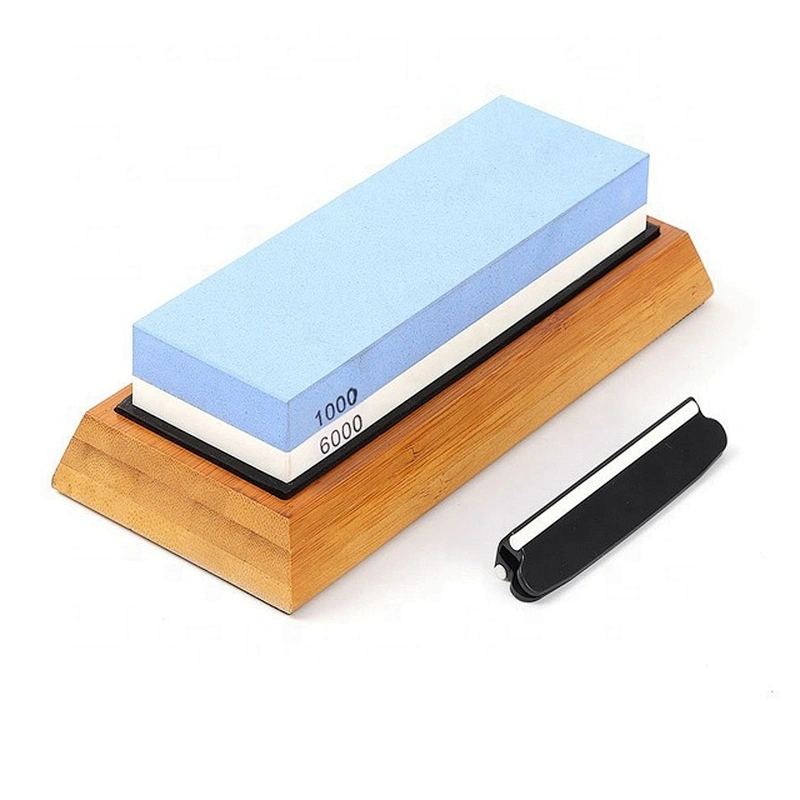 1000/6000 Grit China whetstone with bamboo base sharpening stone for knife kitchen tools