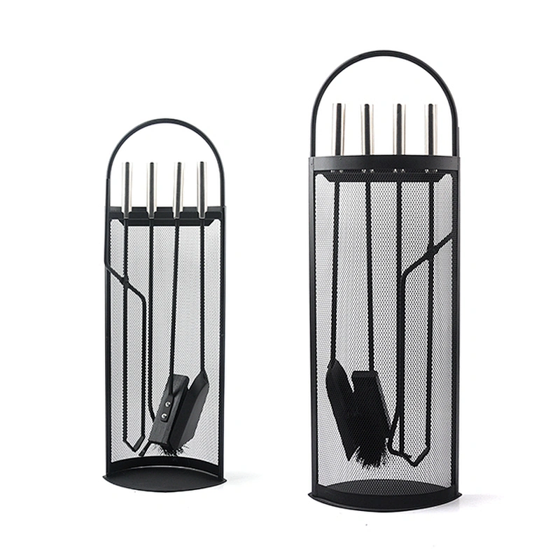 Black Metal Mesh Stamd Fireplace tool set