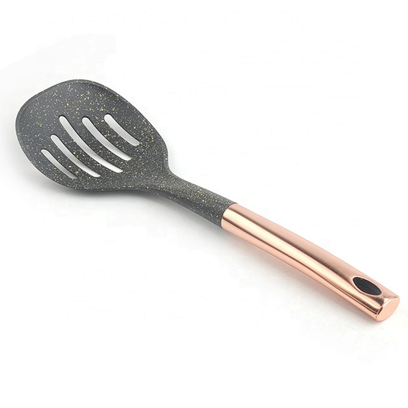 Good quality food grade nylon cookware utensil set with cooper plating handle