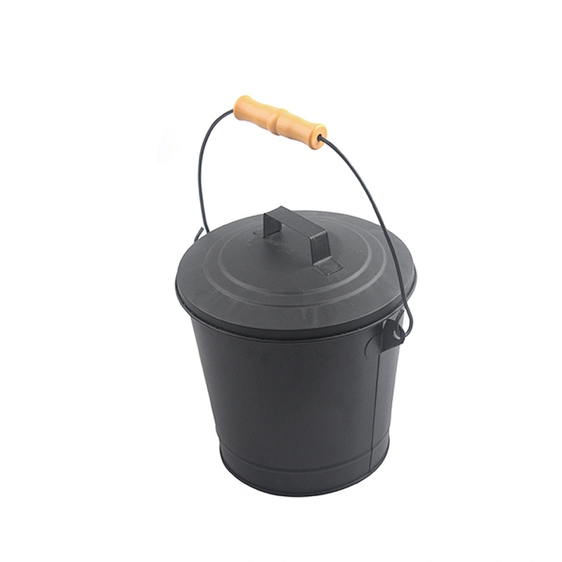 Fireplace accessories Black iron black ash bucket with lip for fireplace tool