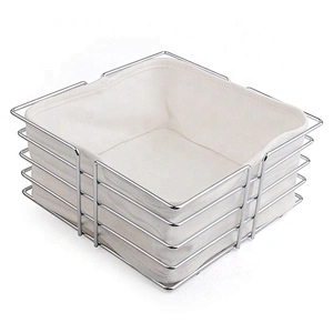 New design hot selling stainless steel bread basket with canvas bag