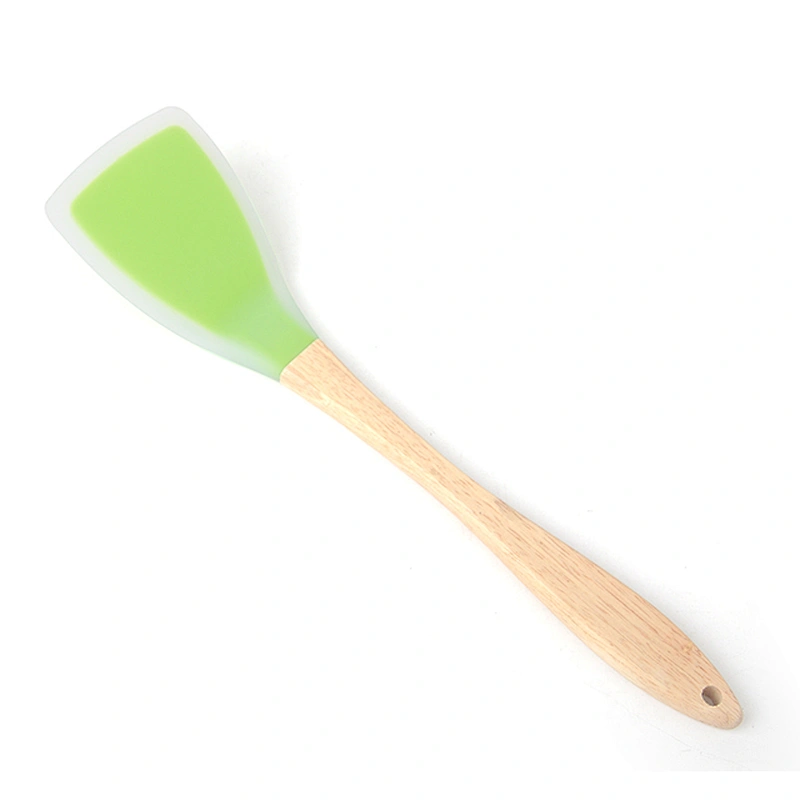 colorful 6 pcs heat resistant wooden handle silicone kitchen cooking utensils set